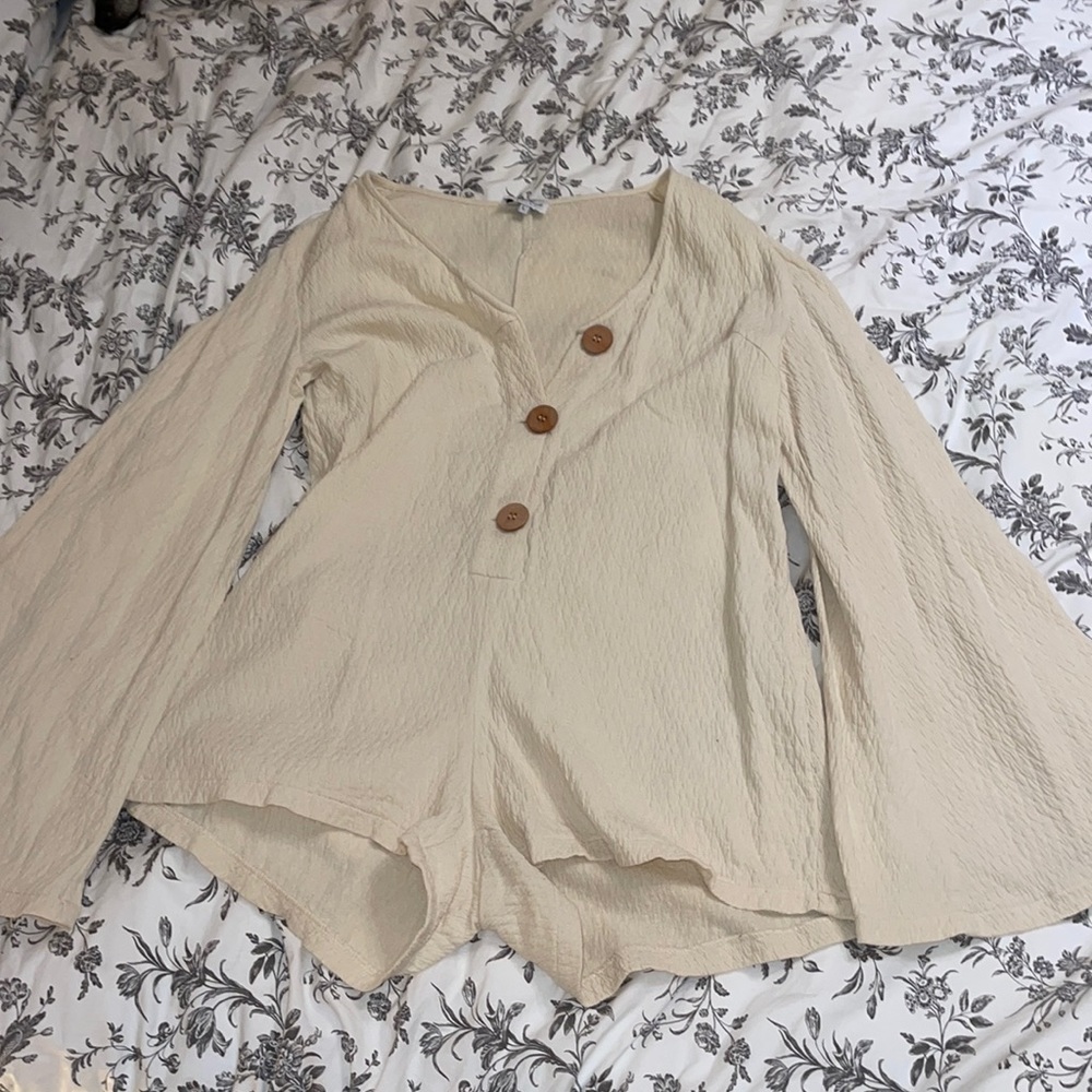 Sabo Skirt Cream Jumpsuit with Button Detail